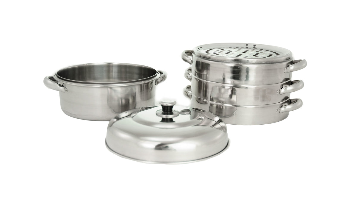 3 Tier Vegetable Steamer Pan Set Food Stainless Steel Pot Cooking